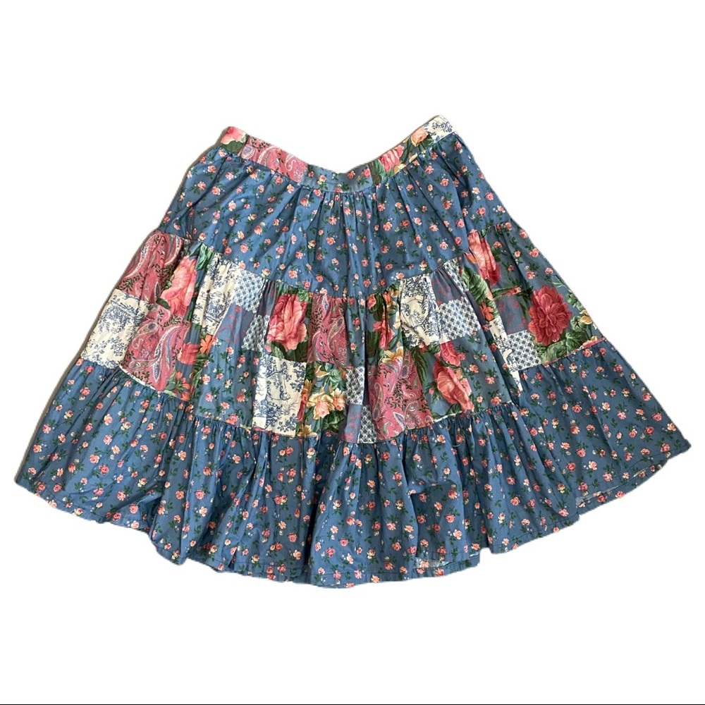 90s Vintage Handmade Floral Cottagecore Circle Skirt - XL